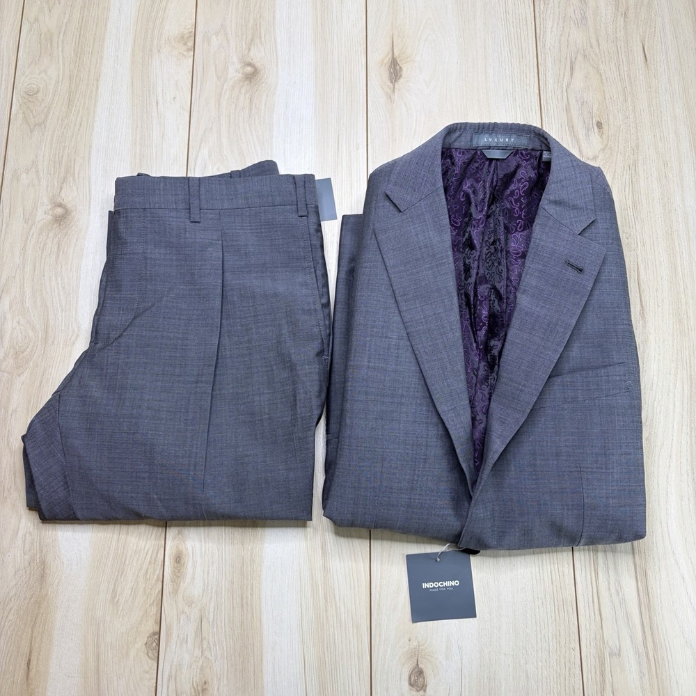 Indochino Luxury Men's Wool Mohair Gray 2 Piece Suit 2026 Size 36S W: 32x29 NWT